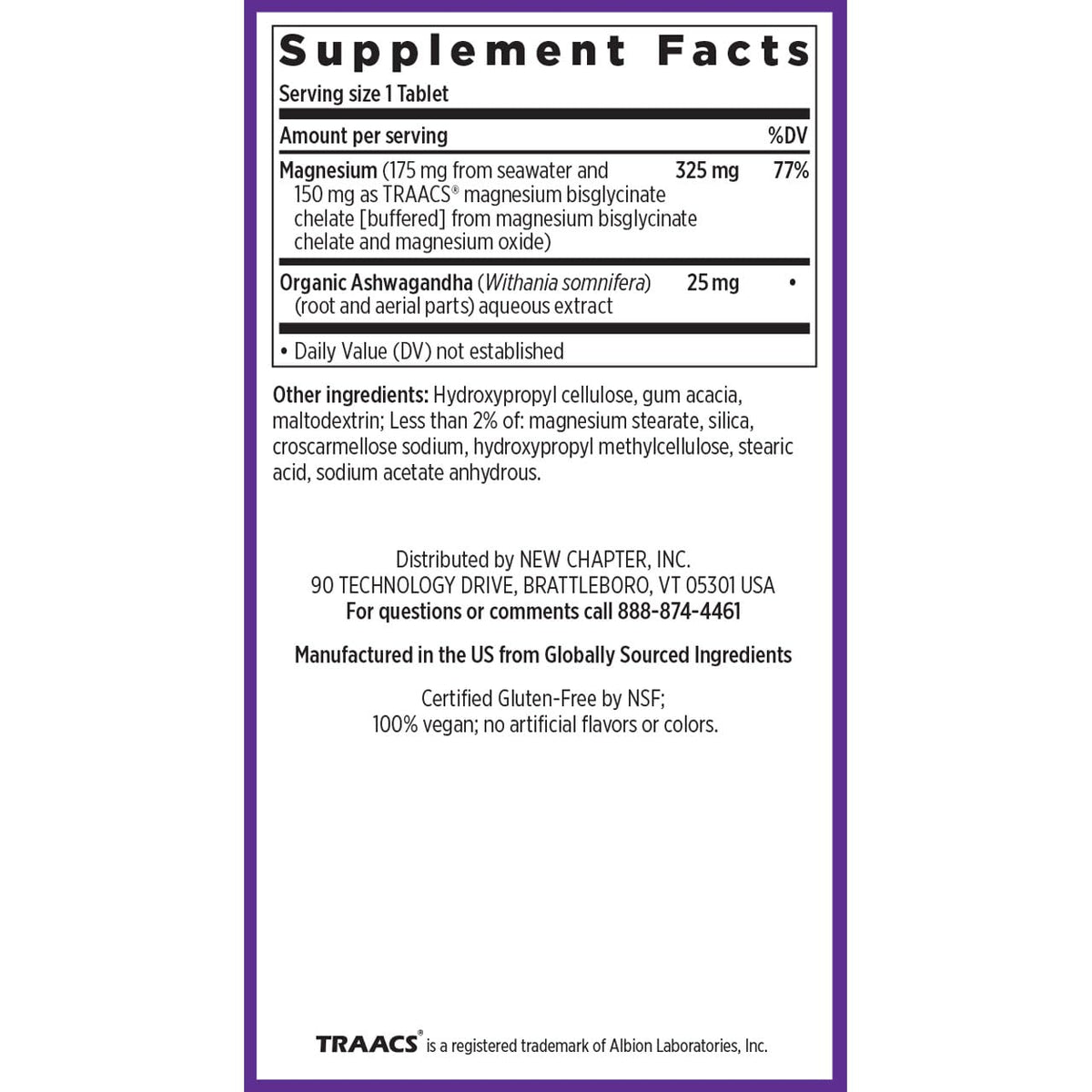 New Chapter Magnesium + Ashwagandha Supplement, 325 mg with Magnesium Glycinate for Muscle Relaxation & Recovery, Heart, Nerve & Bone Health, 2.5X Absorption, Non-GMO - 30 ct (1 Month Supply) New ChapterBuy Supplements Australia