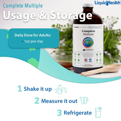 LIQUIDHEALTH Complete Multiple Adult Liquid Multivitamin - Essential Vitamins, Minerals & Nutrients, Immune Support, Gut Health, Energy, Detox - Made in USA, Vegan, Non-GMO, Sugar-Free (32 oz) LIQUIDHEALTHBuy Supplements Australia