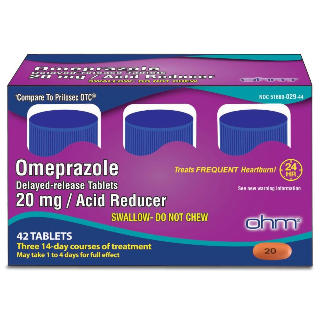 Ohm Omeprazole Delayed-Release Tablets, 20mg Acid Reducer, Treats Frequent Heartburn (12 Weeks of Supply, 84, Count) Ohm buy supplements Au