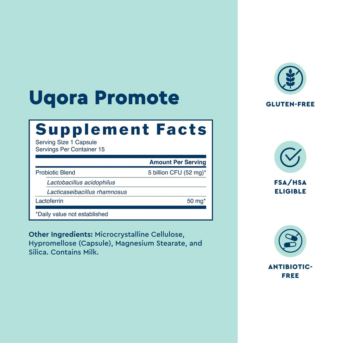 Uqora Promote - Support Vaginal Health* - Probiotic for Women with Lactoferrin, Lactobacillus Acidophilus & Lacticaseibacillus Rhamnosus - Vaginal Probiotics - Gluten-Free - 15 Capsules UqoraBuy Supplements Australia