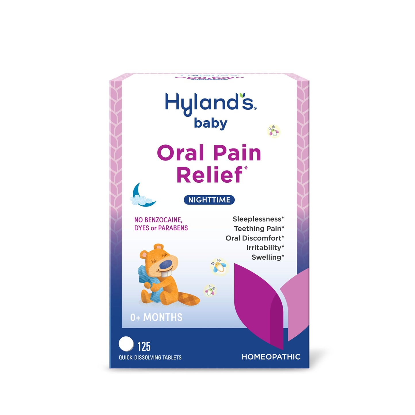 Hyland's Baby Nighttime Oral Pain Relief Tablets - 125-Count, Up to 62 Doses - Baby and Toddler Soothing Tablets with Chamomile for Discomfort, Irritability & Swelling