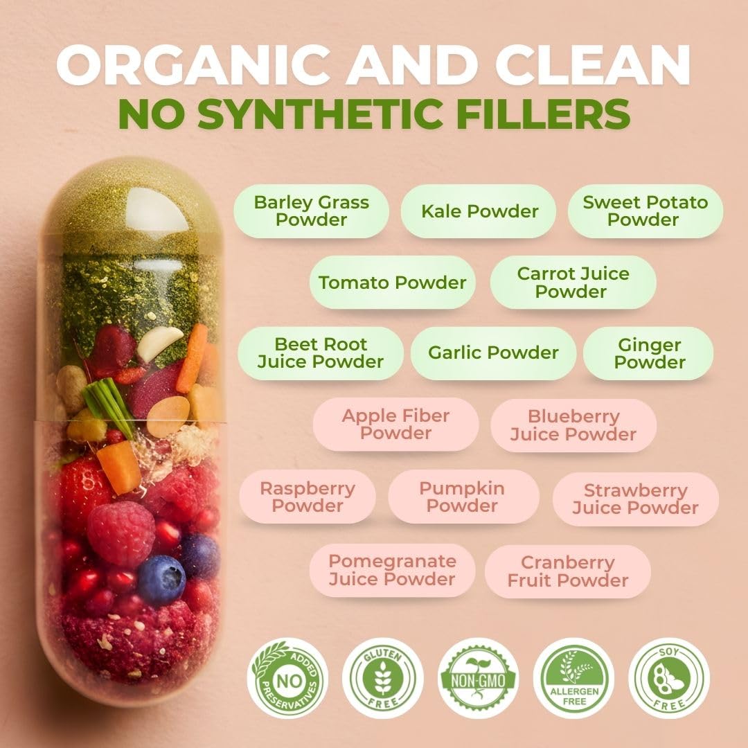 Vital Super Fruits & Veggies - Daily Superfood Capsules for Adults - Fruit & Vegetable Supplements to Boost Immunity & Energy - 2-in-1 Formula for Overall Wellness VITAL NUTRITIVEBuy Supplements Australia