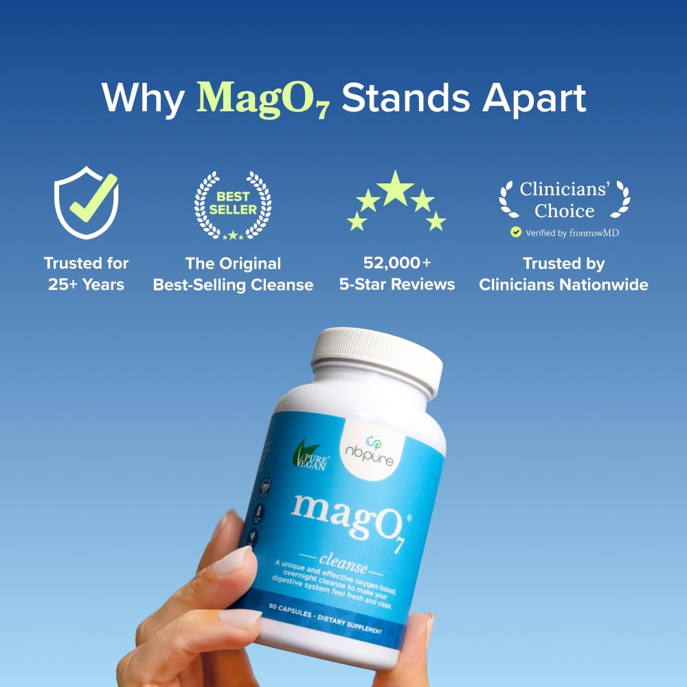 nbpure MagO7 - Natural Colon Cleanse & Detox Powder - Occasional Constipation Relief, Stool Softener, & Bloating Support for Men & Women - Ozonated Magnesium Oxide, 150 Gram nbpure buy supplements Au