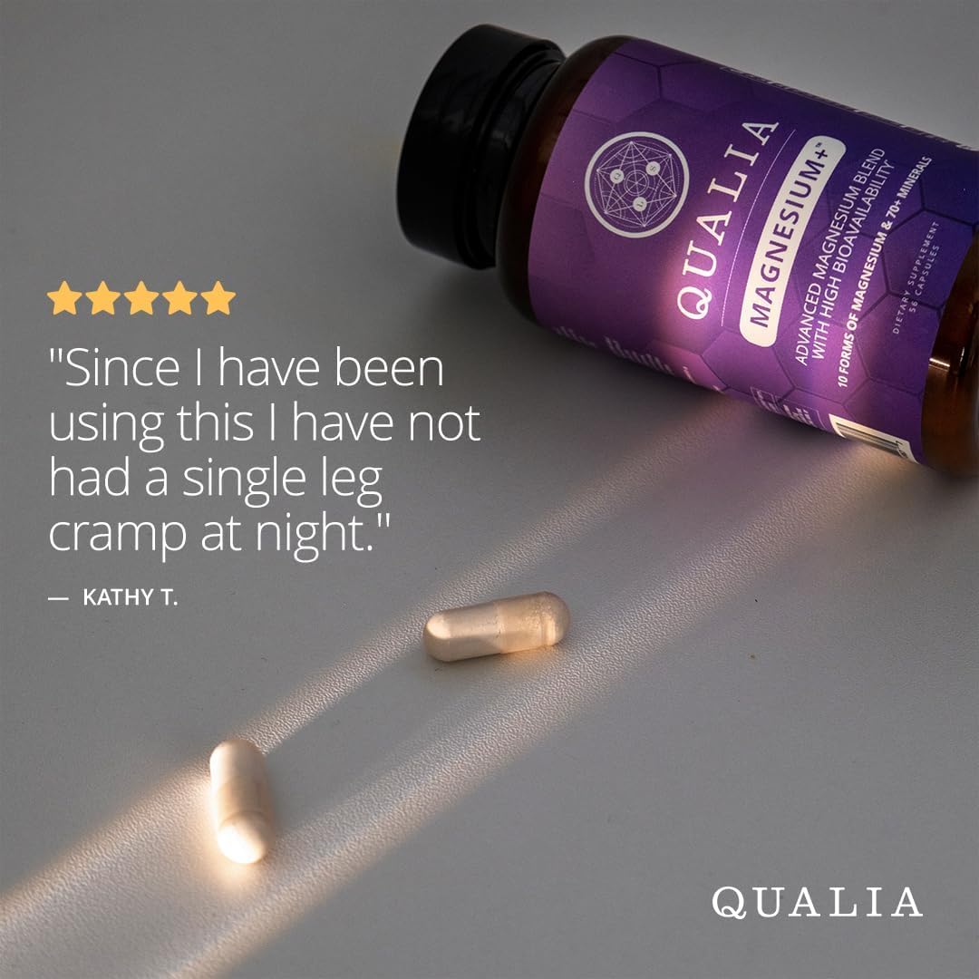 Qualia Magnesium+ | Doctor-Formulated. Premium Formula | High Bioavailability | 10 Forms of Magnesium & 70+ Minerals | Relaxed Mood, restful Sleep