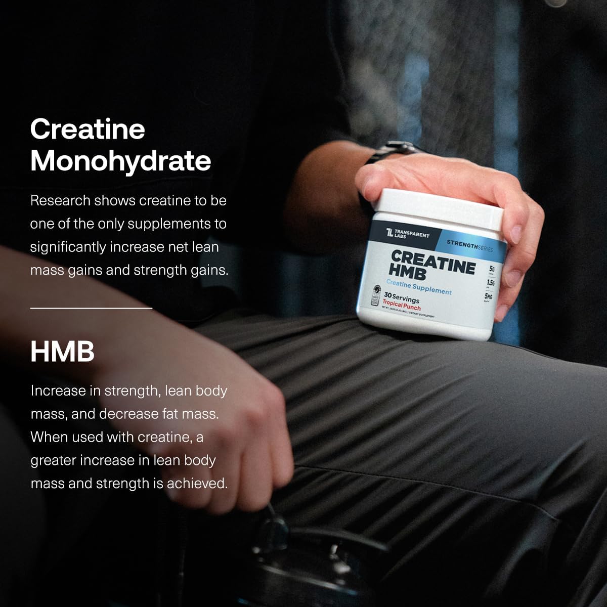 Transparent Labs Creatine HMB (30 Servings, Strawberry Lemonade) & Creatine HMB (30 Servings, Tropical Punch)