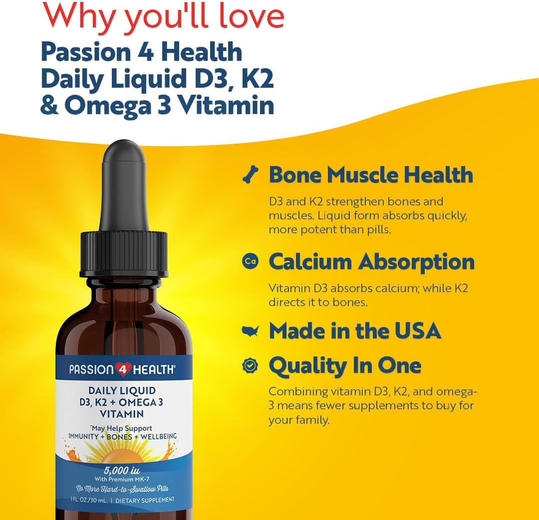 Passion 4 Life Liquid Multivitamin Plus Organic Liquid D3K2 Omega 3