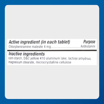 MAJOR 4 Hour Allergy Tablets - Chlorpheniramine Maleate - 4 mg - Antihistamine - 1000 Count (1 Pack) MAJOR buy supplements Au
