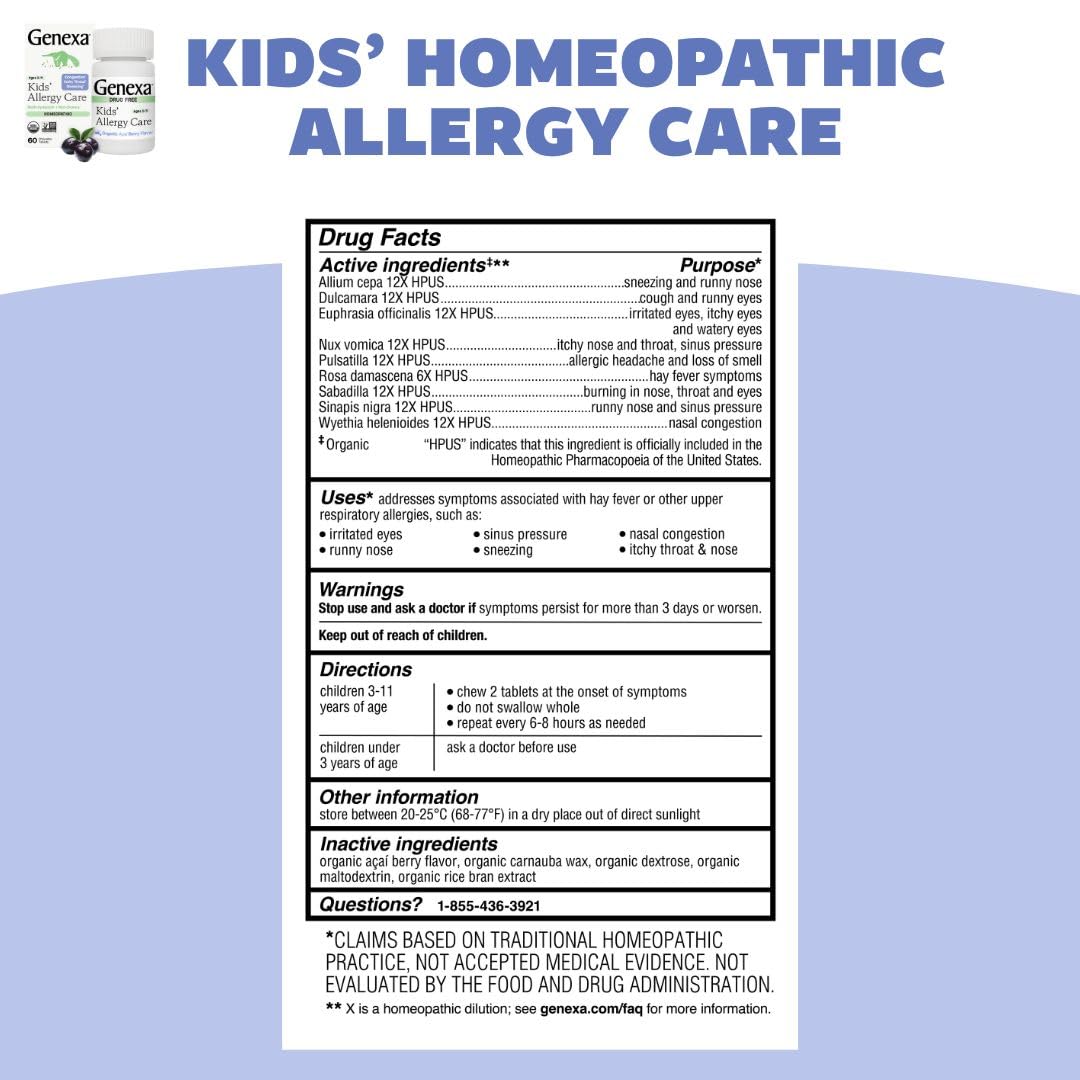 Genexa Kids Allergy Bundle | Powerful OTC Medicine + Gentle Homeopathic Remedy | Antihistamine, Relieves Runny Nose, Sneezing & Itchy Eyes | Organic Acai & Agave Flavors | Ages 6+ Genexa buy supplements Au