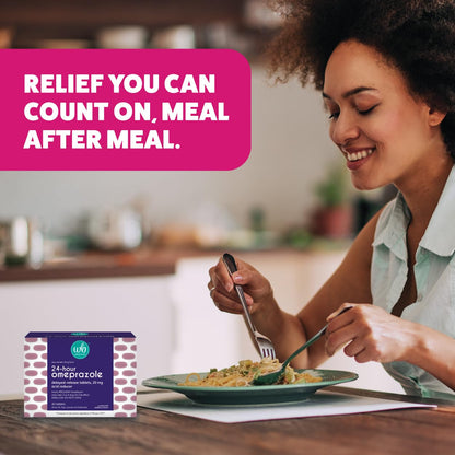 Wellness Basics Omeprazole 20mg Delayed Release | Acid Reducer | 42 Count | Tablet | Treats Frequent Heartburn (Wildberry)