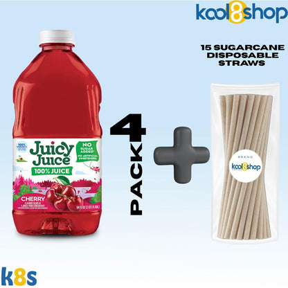 Juicy Juice Cherry 100% Juice Vitamin C No Sugar Added 64 fl oz Plastic Bottle 4 Pack + 15 Sugarcane Disposable Straws by KOOL8SHOP Infinite Deals Juicy Juice buy supplements Au