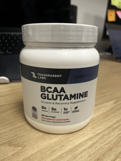 Transparent Labs BCAA Glutamine Powder (30 Servings, Strawberry Lemonade) & Creatine HMB (30 Servings, Strawberry Lemonade)