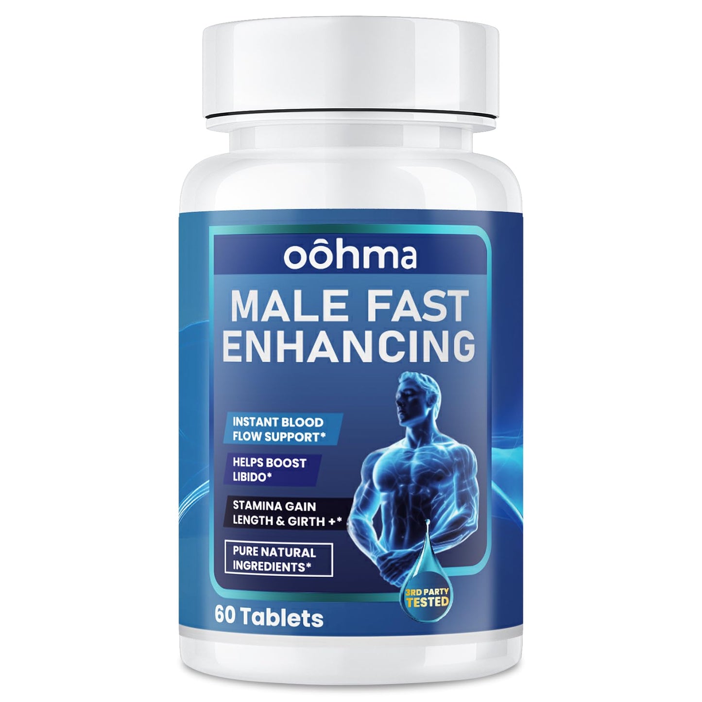 Oohma male fast enhancing supplement bottle on a white background