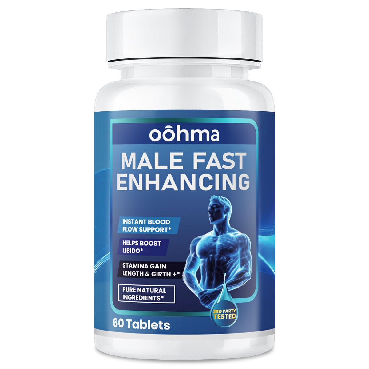 Oohma male fast enhancing supplement bottle on a white background