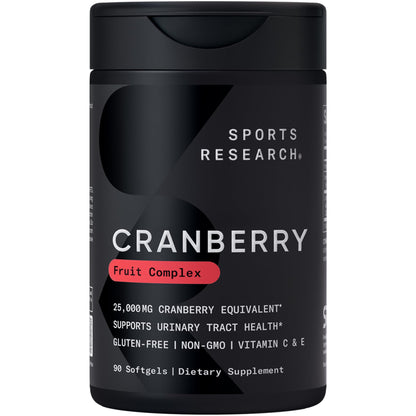 Sports Research® Cranberry Fruit Complex Supplement - Softgels for Urinary Tract Health Support - Made with Pacran®­ & Vitamins C & E - Non-GMO & Gluten Free - 90 Count Sports Research buy supplements Au