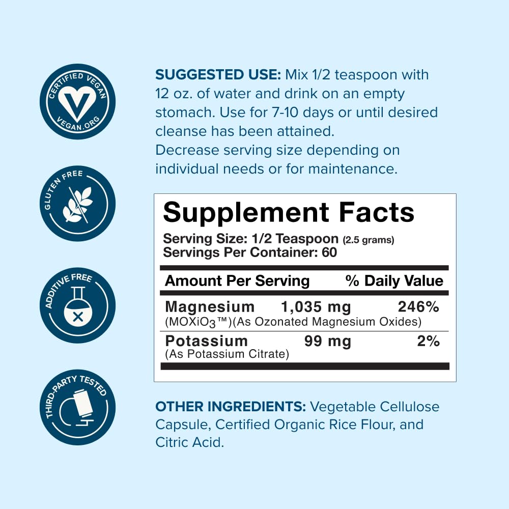 nbpure MagO7 - Natural Colon Cleanse & Detox Powder - Occasional Constipation Relief, Stool Softener, & Bloating Support for Men & Women - Ozonated Magnesium Oxide, 150 Gram nbpure buy supplements Au