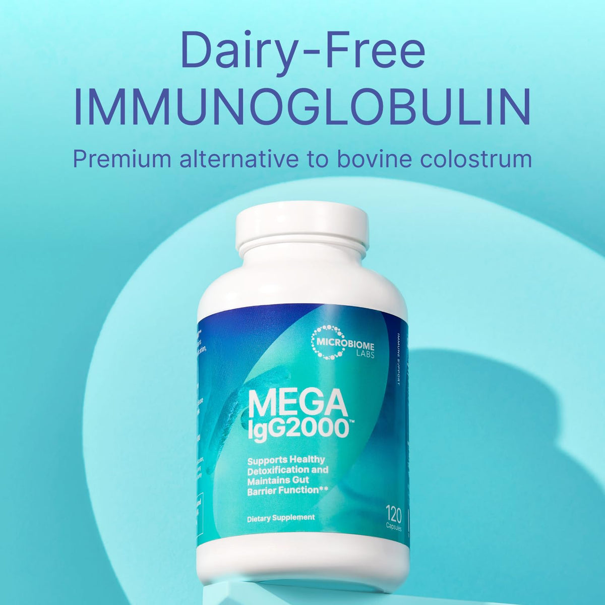 Microbiome Labs Mega IgG2000 Capsules - Dairy Free Bovine Colostrum Supplement Alternative - Immunoglobulin Supplement from Bovine Serum to Support Digestive Health (120 Capsules) Microbiome Labs buy supplements Au
