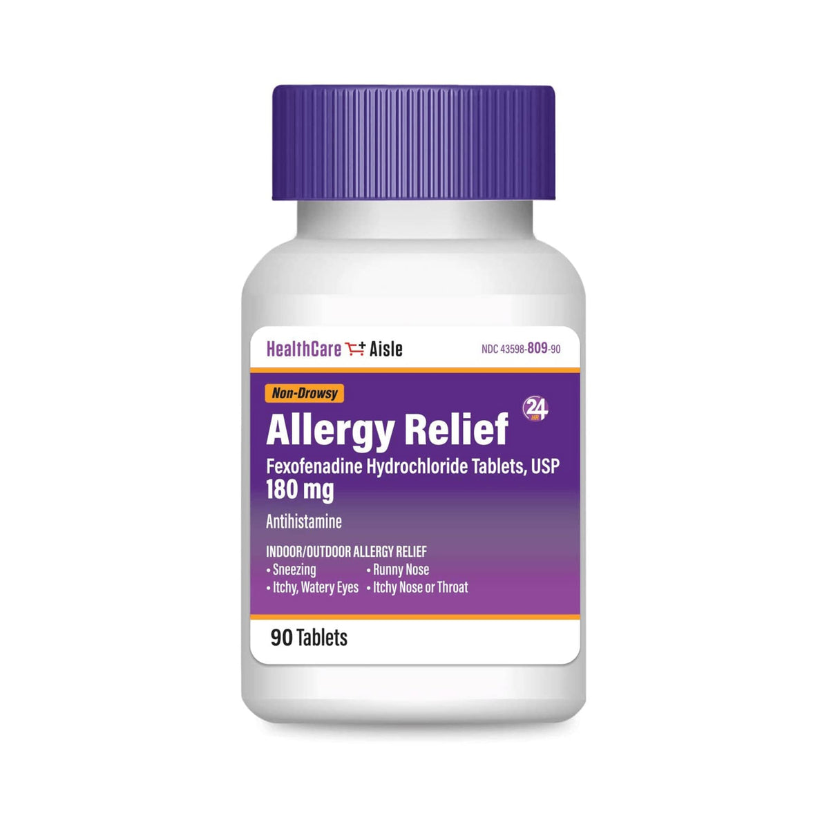 HealthCareAisle Allergy Relief - Fexofenadine Hydrochloride Tablets USP, 180 mg, 90 Tablets, Allergy Medication, Non-Drowsy 24-Hour Relief HealthCareAisle buy supplements Au