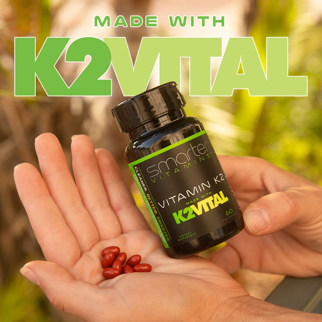 Smarter Vitamin K2 MK7 100mcg, Made with K2VITAL and Kale, 60 Liquid Softgels SmarterVitamins buy supplements Au