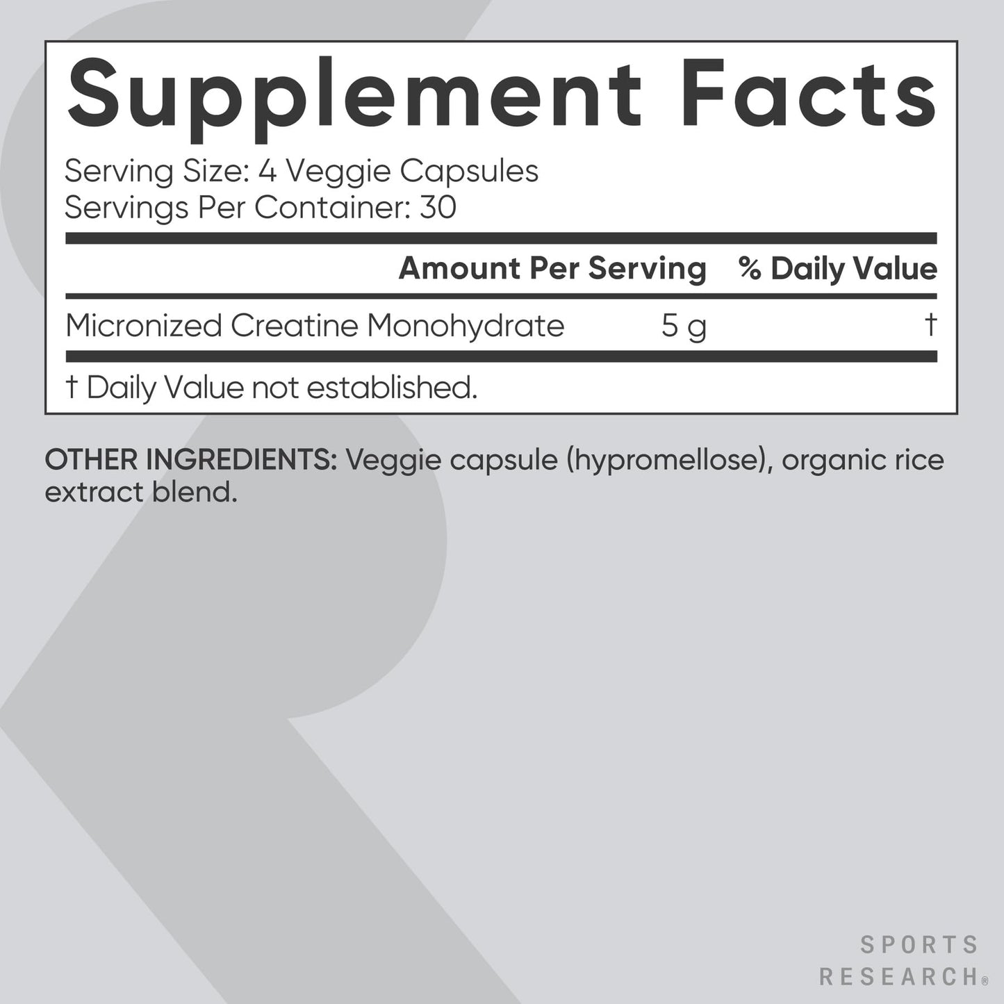 Sports Research® Creatine Monohydrate Capsules - Supports Workout Recovery, Lean Muscle gain, Performance and Strength* - Non-GMO, Vegan Certified - 5g per Servings - 30 Servings Sports Research buy supplements Au