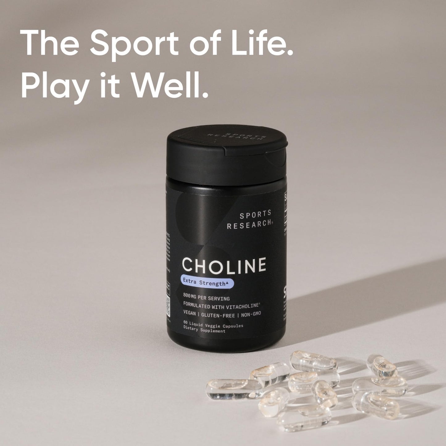 Sports Research ® Extra Strength Choline 800 mg - Essential Nutrient Featuring VitaCholine ® for Focus Support - Vegan Certified • Non-GMO • Gluten Free - 60 Liquid Capsules Sports Research buy supplements Au