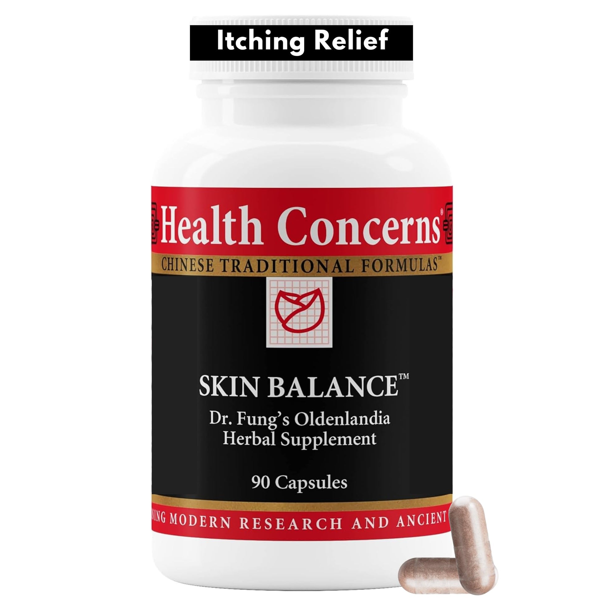Health Concerns Skin Balance – Herbal Supplement for Skin Support, Itching Relief, & Circulation – Chinese Herbal Supplements for Men & Women – Skullcap, Dong Quai, Coptis Root - 90 Capsules Health Concerns buy supplements Au