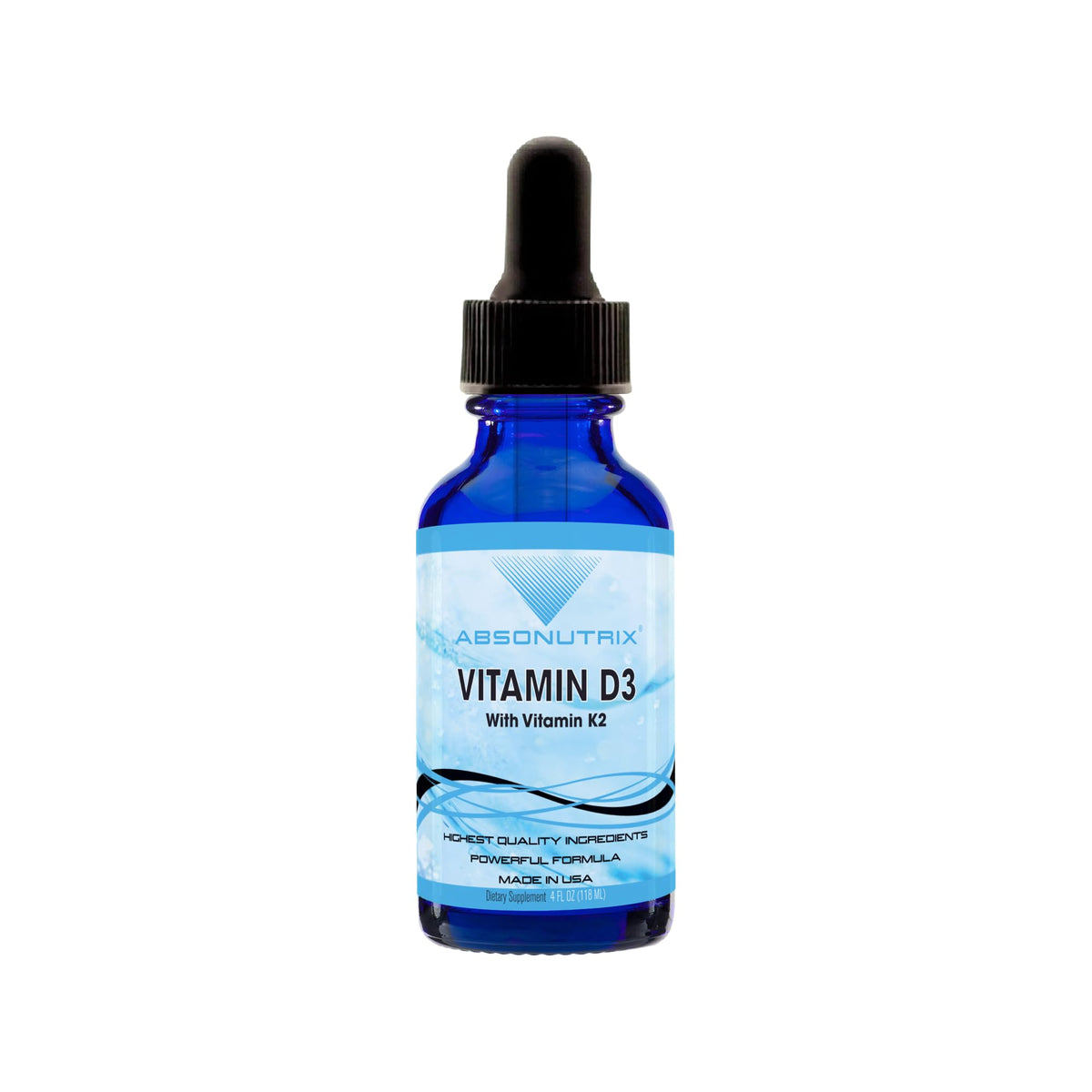 Absonutrix Vitamin D3 K2 Drops, 390mg, 4 Oz Liquid, 302 Servings, Made in USA, Quick Absorption, Quality Potent Ingredients, Non-GMO, GMP Certified, Cruelty-Free Products, Bone Strength Supplements AbsonutrixBuy Supplements Australia