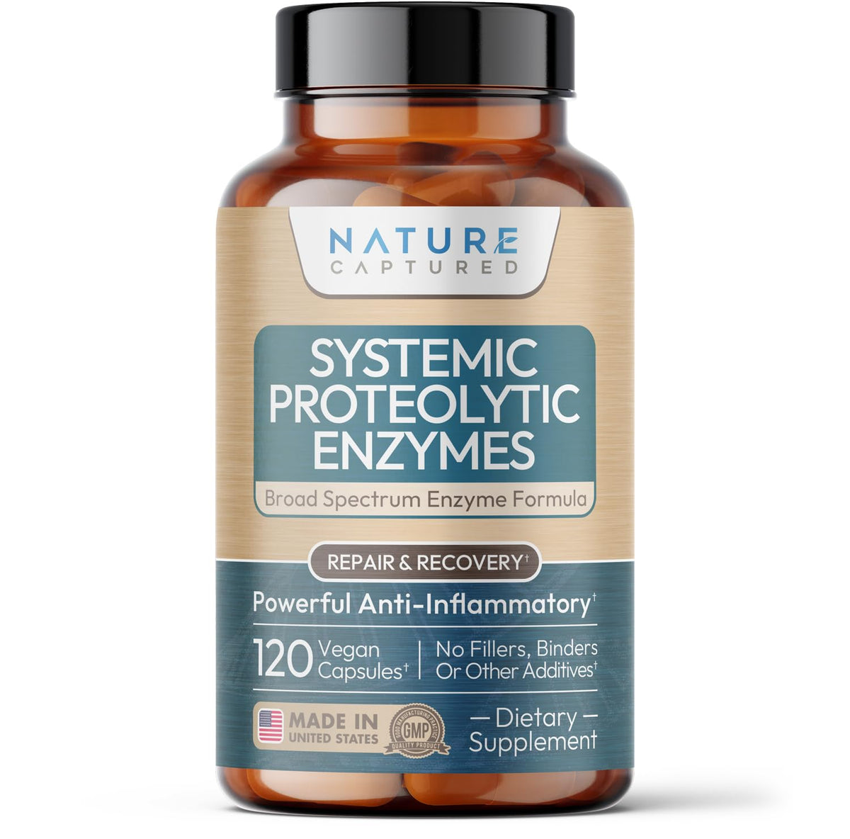 Nature Captured Systemic Proteolytic Enzyme Complex - Naturally Supports Recovery & Joints - 120 Capsules - Vegan - GMP - Additive Free Nature Captured buy supplements Au