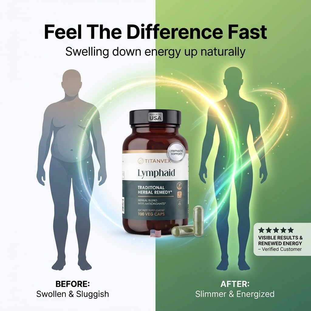 TitanVex Lymphaid - Lymphatic Drainage Supplement 100 Vegan Capsules, Herbal Lymphatic Support with Echinacea and Dandelion, Antioxidant, Respiratory and Urinary Wellbeing TitanVex buy supplements Au