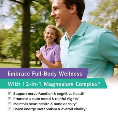 Innate Vitality 12-in-1 Magnesium Complex, 500 mg Elemental Mag, with Magnesium Glycinate Malate Taurate Aspartate & More,