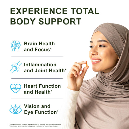 Noor Vitamins Halal Fish Oil, Halal Vitamins, Ultra Omega 3 Wild Peruvian Fish (800 mg EPA & 400 mg DHA) Heart, Brain & Joint Support, Non-GMO and Gluten Free (120 Count) Noor Vitamins buy supplements Au