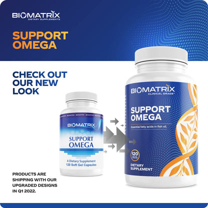 Support Omega EPA DHA Omega 3 Fish Oil Supplement - Cardiovascular, Musculoskeletal Support (120 Gel Capsules) BioMatrix buy supplements Au