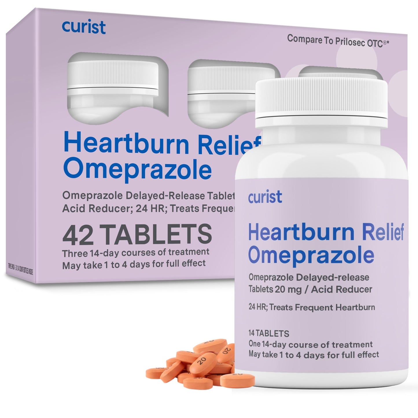 Curist Omeprazole 20mg Tablets - 42 Count Delayed-Release Tablets - Acid Reflux Medicine for Heartburn Relief Curist buy supplements Au