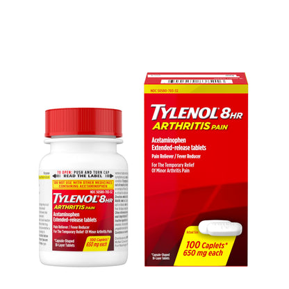 Tylenol 8HR Arthritis Pain Relief Caplets, Fast, Strong Pain Relief, 650 mg Acetaminophen for Minor Arthritis & Joint Pain, Fever Reducer, Extended Release, Won't Irritate Stomach, 100 Count Tylenol buy supplements Au