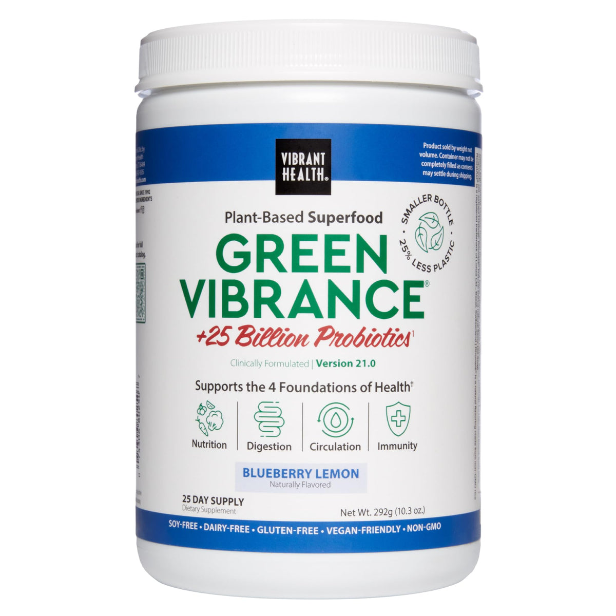 Vibrant Health, Green Vibrance, Superfoods Powder with 70+ Plant-Based Whole Foods & 25 Billion Probiotics Per Serving, Blueberry Lemon, 25 Servings Vibrant HealthBuy Supplements Australia