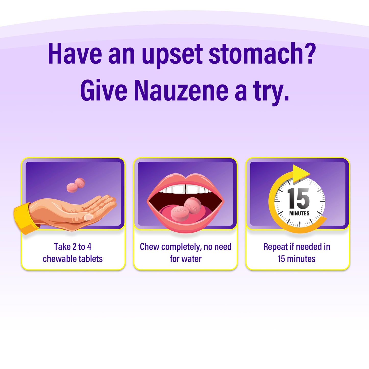 Nauzene Non-Drowsy Upset Stomach & Nausea Relief Chewable Tablets | 4-Minute Formula | Doctor Recommended | Wild Cherry Flavor | 56 Count Nauzene buy supplements Au