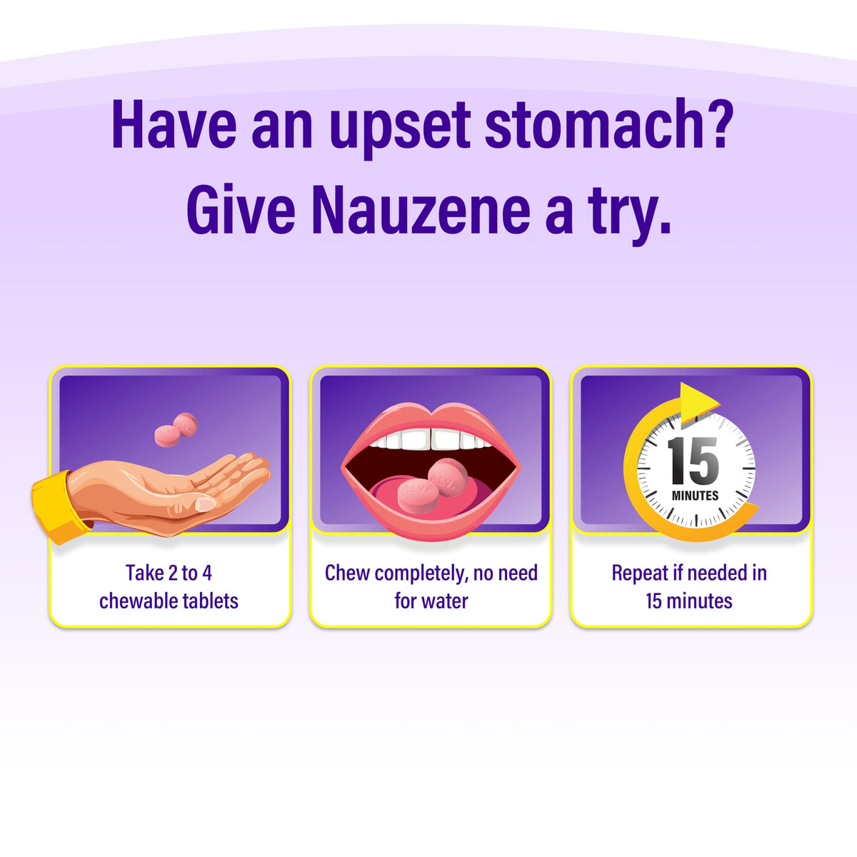 Nauzene Non-Drowsy Upset Stomach & Nausea Relief Chewable Tablets | 4-Minute Formula | Doctor Recommended | Wild Cherry Flavor | 56 Count Nauzene buy supplements Au