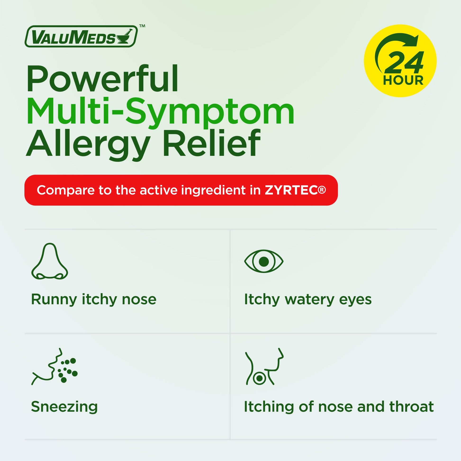 ValuMeds 24-Hour Allergy Medicine Antihistamine for Pollen, Hay Fever, Dry, Itchy Eyes, Allergies | Cetirizine HCl 10mg Caplets, Compare to Leading Brand (300 Count) ValuMeds buy supplements Au