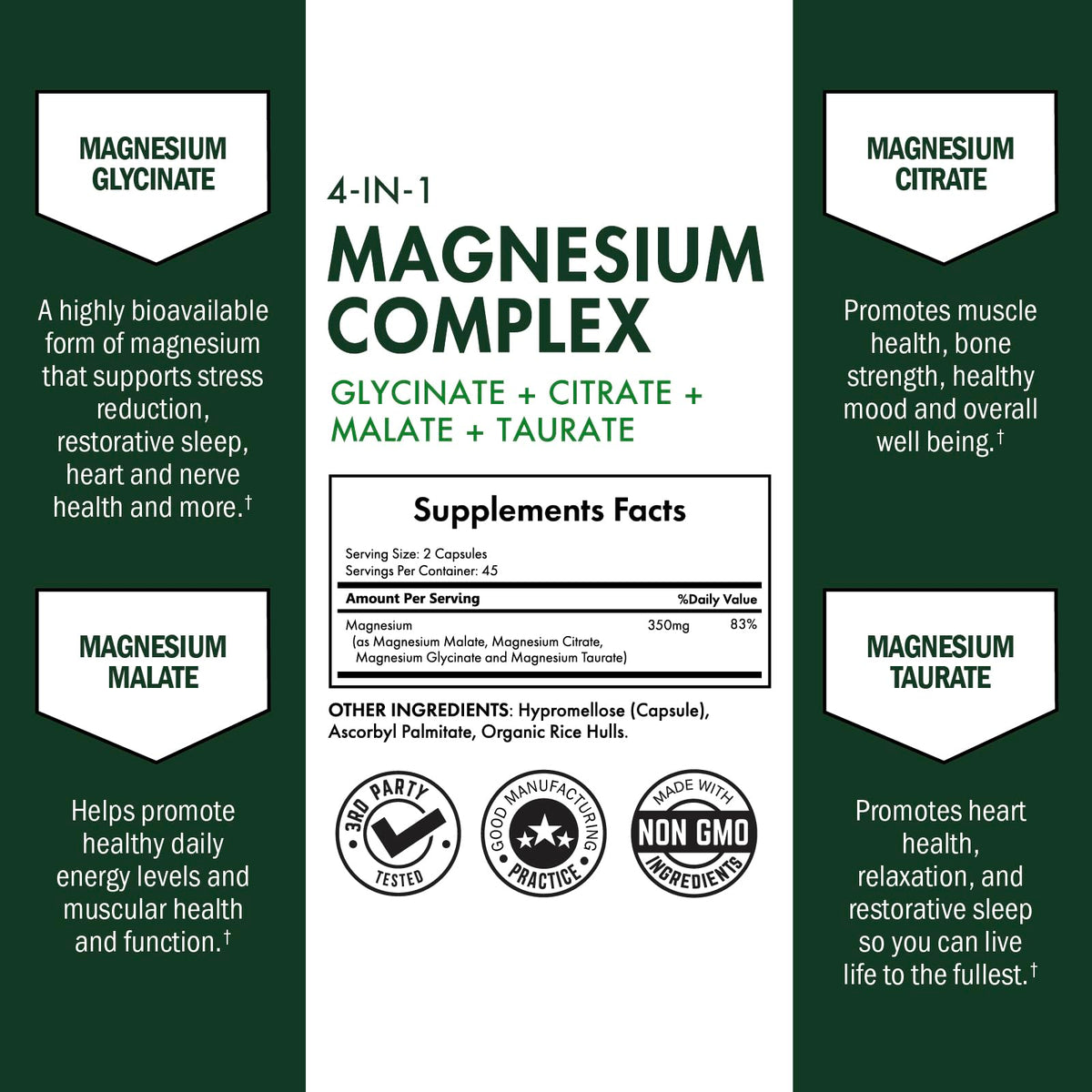 BioSchwartz Magnesium Complex Supplement (90 Capsules) 350mg Magnesium Glycinate Citrate Malate and Taurate Per Serving for Healthy Nerves Muscles Heart Sleep Support (Vegan, Gluten-Free, Non-GMO) BioSchwartz buy supplements Au