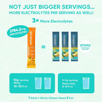 Venture Pal Sugar Free Electrolyte Drink Mix Bundle – Daily IV Hydration Packets with 7 Electrolytes & 5 Vitamins | Rapid Rehydration for Energy, Recovery & Wellness | Keto, Vegan, Non-GMO