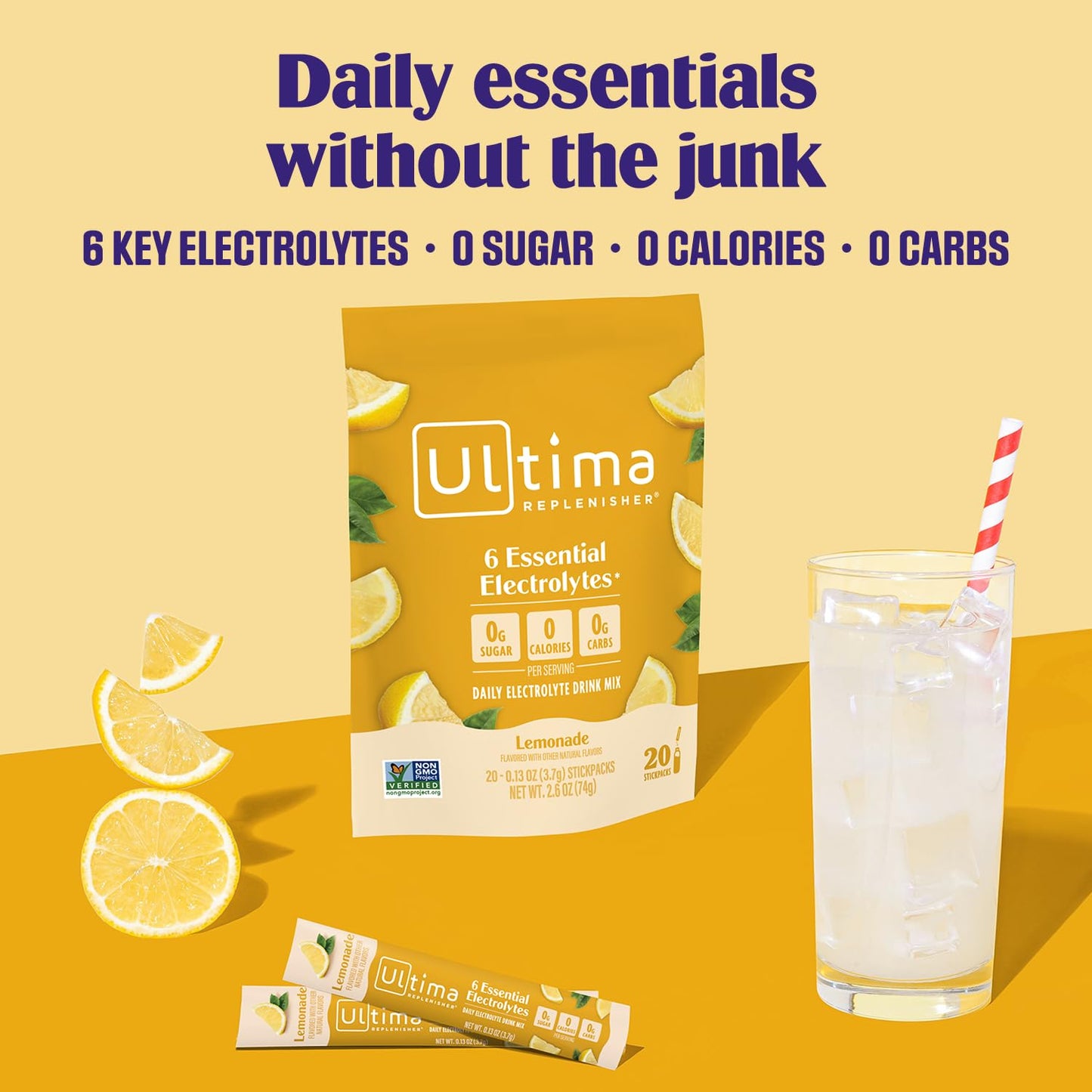 Ultima Replenisher Electrolyte Powder Drink Mix Bundle – Sugar Free – Lemonade and Raspberry and Watermelon, 20 Stickpacks – 6 Electrolytes and Minerals – Keto Friendly, Vegan, Non-GMO