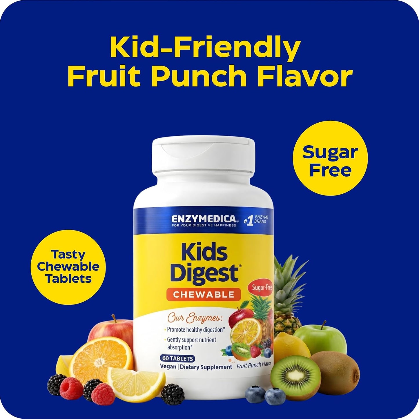 Enzymedica Kids Digest Chewable Digestive Enzyme Supplement - 90 Tablets