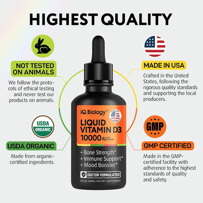IQ BIOLOGY Ultimate Hair, Skin, & Immunity Support Bundle - Biotin for Hair Growth, Collagen & Keratin for Thinning Hair, Vitamin D3 for Strong Bones, Teeth, and Enhanced Immune Function