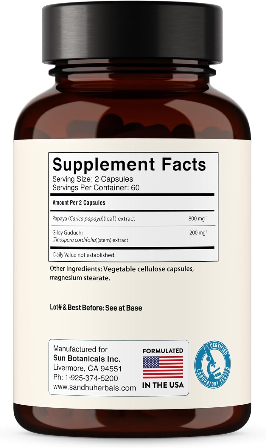 SANDHUHERBALS Zinc 50mg Bundle with Papaya Leaf Extract Capsules (120 Count Each) | Supports Immune Health for Men & Women