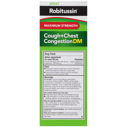 Robitussin Adult Maximum Strength Cough + Chest Congestion DM Max (8 fl. oz. Bottle), Cough Suppressant & Expectorant, Raspberry Flavor Robitussin buy supplements Au