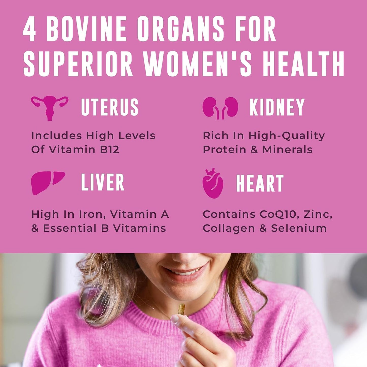 Left Coast Performance Beef Organ Supplements from New Zealand - Supports Women's Overall Energy & Health - Non-GMO, No Fillers, Hormone & Antibiotic Free