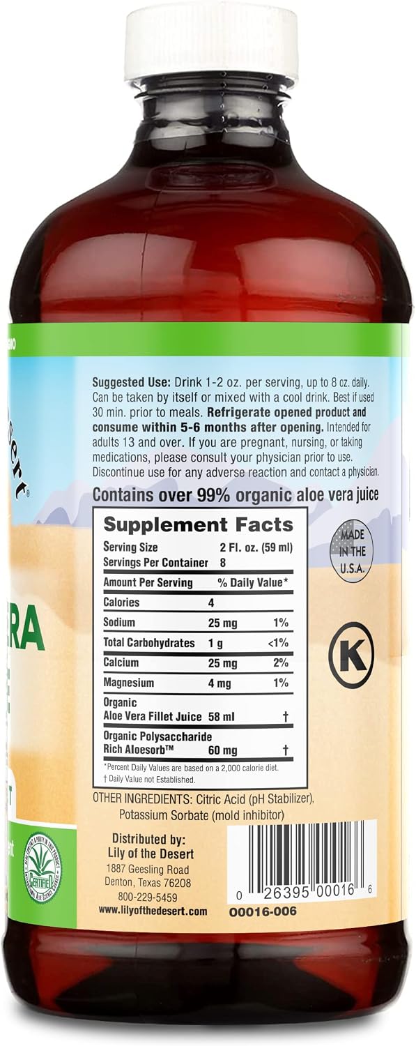 Lily of the Desert Organic Aloe Vera Juice – Inner Fillet, 16 fl oz