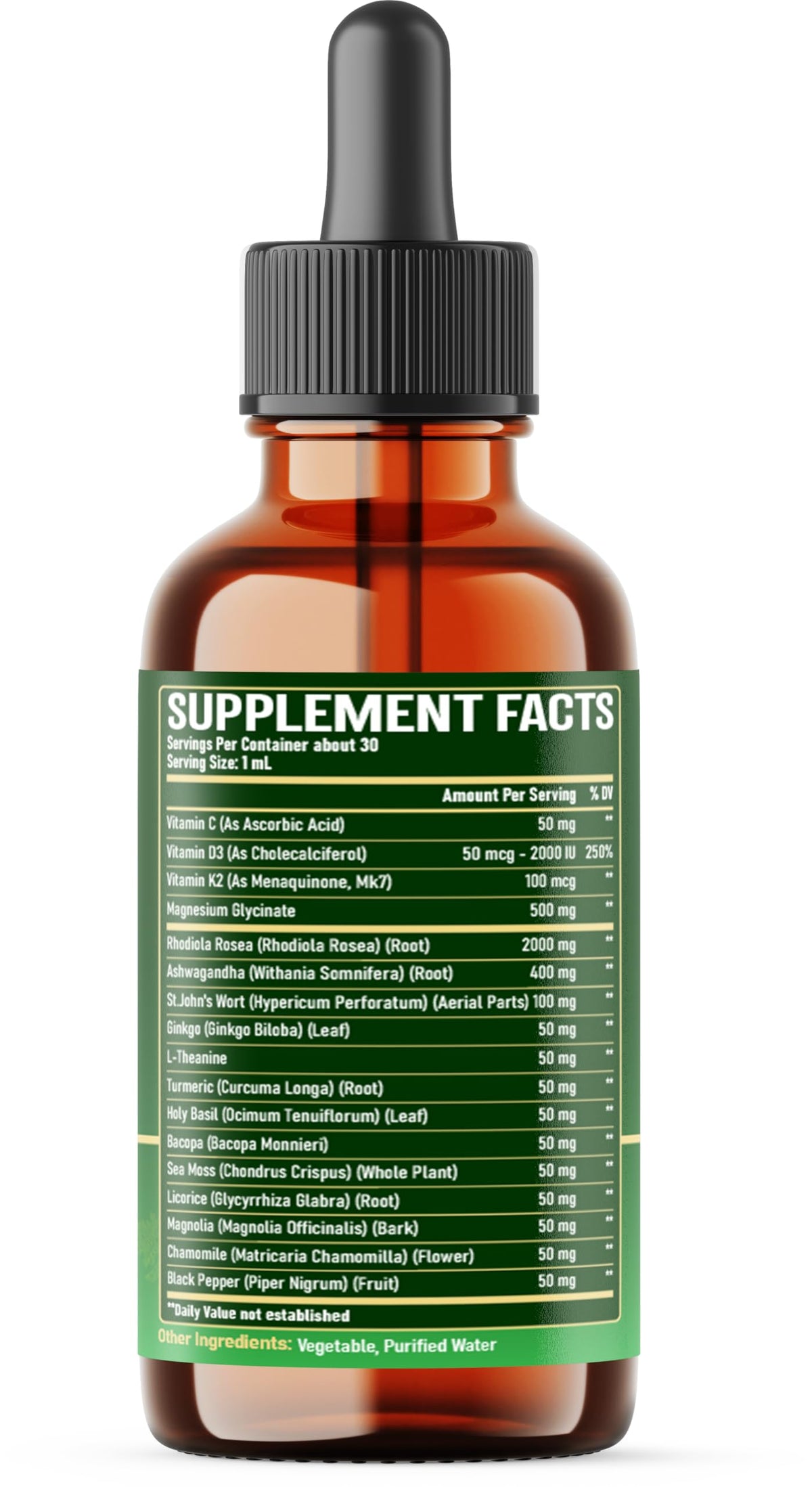17in1 Rhodiola Rosea Liquid Supplement with Ashwagandha, Magnesium Glycine, L-Theanine, Vitamin C, Vitamin D3, Vitamin K2, Ginkgo, Turmeric, Holy Basil and More - 1 FL Oz - 60 Day Supply WELBUDABuy Supplements Australia