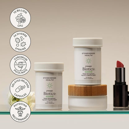Stonehenge Health Biotics for Women Probiotic 70 Billion CFU, 24 Strains + Prebiotic Fiber, Weight Management, Focus & Mood, Digestive, Vaginal & Immune Support, Non-GMO, 30 Delayed-Release Veg Caps