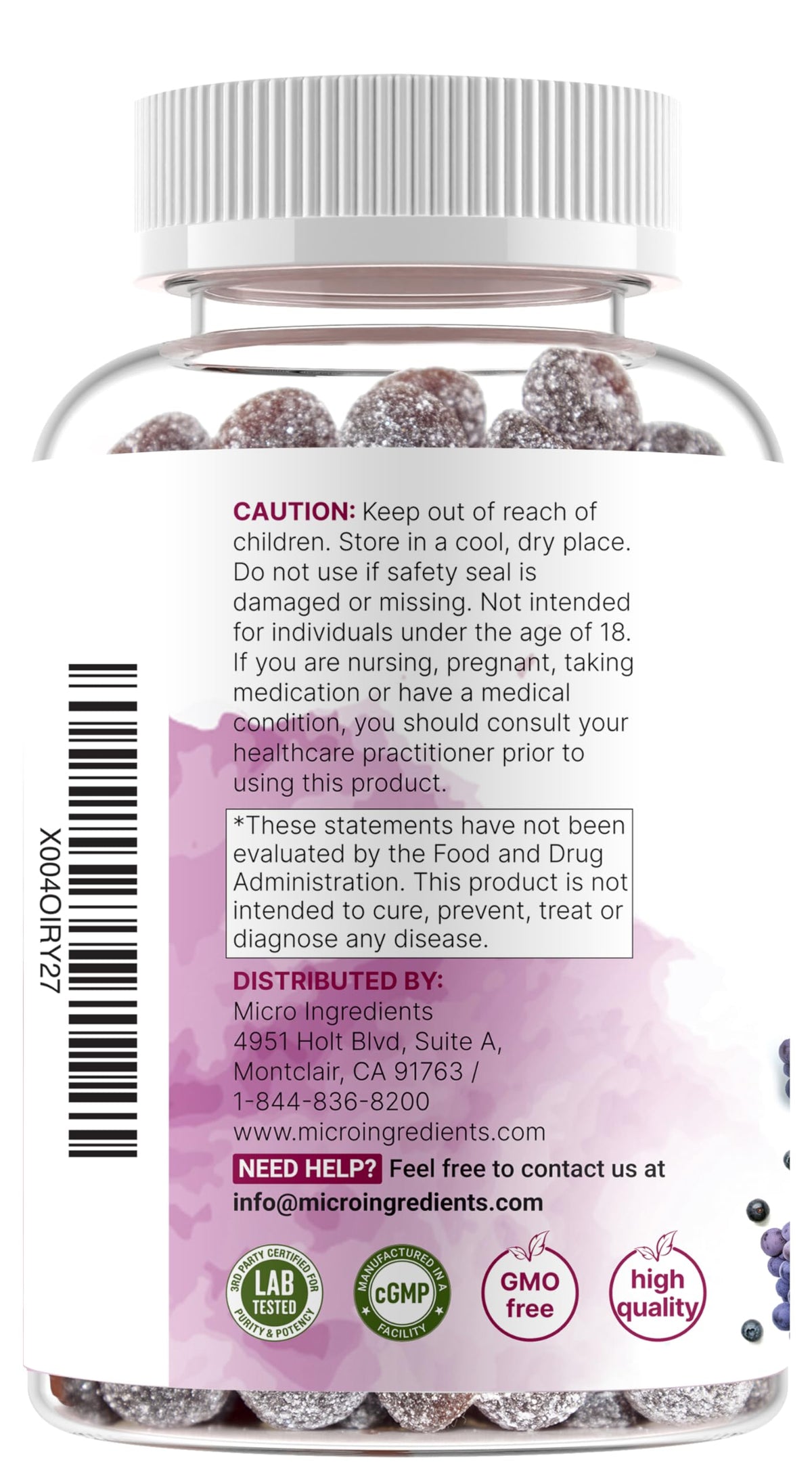 Magnesium Glycinate Gummies 400mg Per Serving, 120 Count | Natural Grape Blueberry Flavor | Potent Elemental Form + Chelated for High Absorption | Healthy Muscle, Bones, & Mood Support Supplement Micro IngredientsBuy Supplements Australia