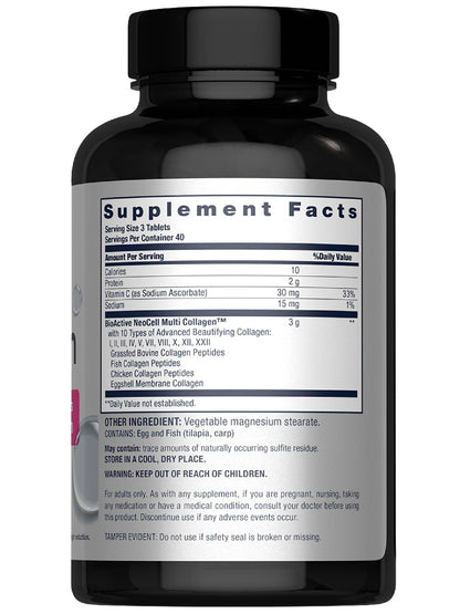 NeoCell Super Multi Collagen Peptides | 120 Tablets | 10 Types of Collagen | Skin, Hair and Nails | Beauty Supplement | For Men and Women